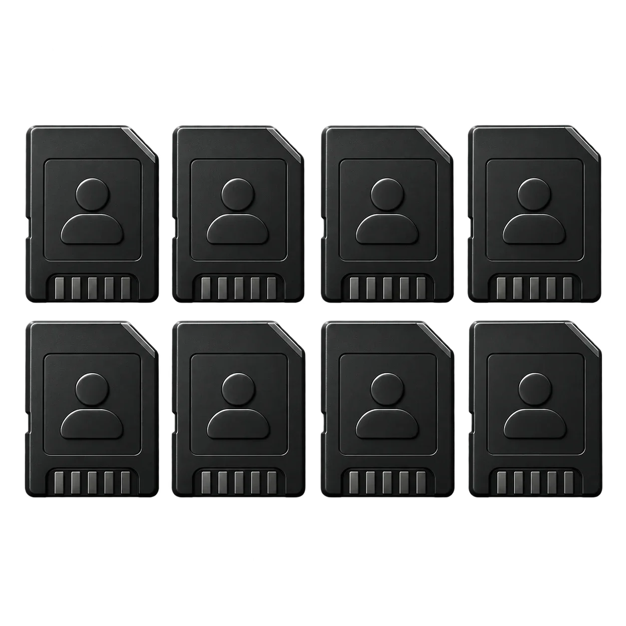 Black and white profile tiles arranged in a grid